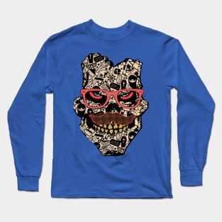 Mustache Skull Long Sleeve T-Shirt